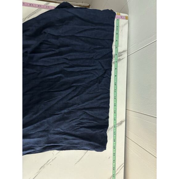 Free People Navy Blue Linen Slip Dress Button V Neck Size S Boho Preppy Smocked - Picture 6 of 6